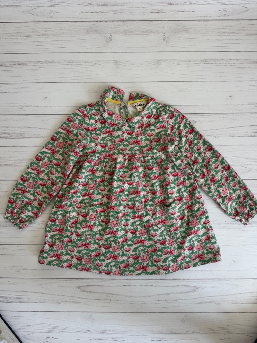 Girls Floral Long Sleeve tunic top - Pink & Green